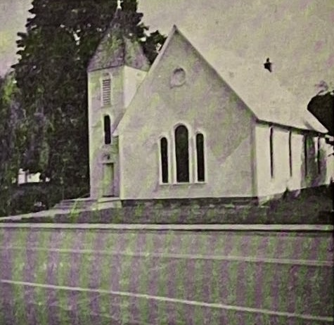 Current RWJ United Methodist Church building in Johnsburg NY, modern view of historic Adirondack church