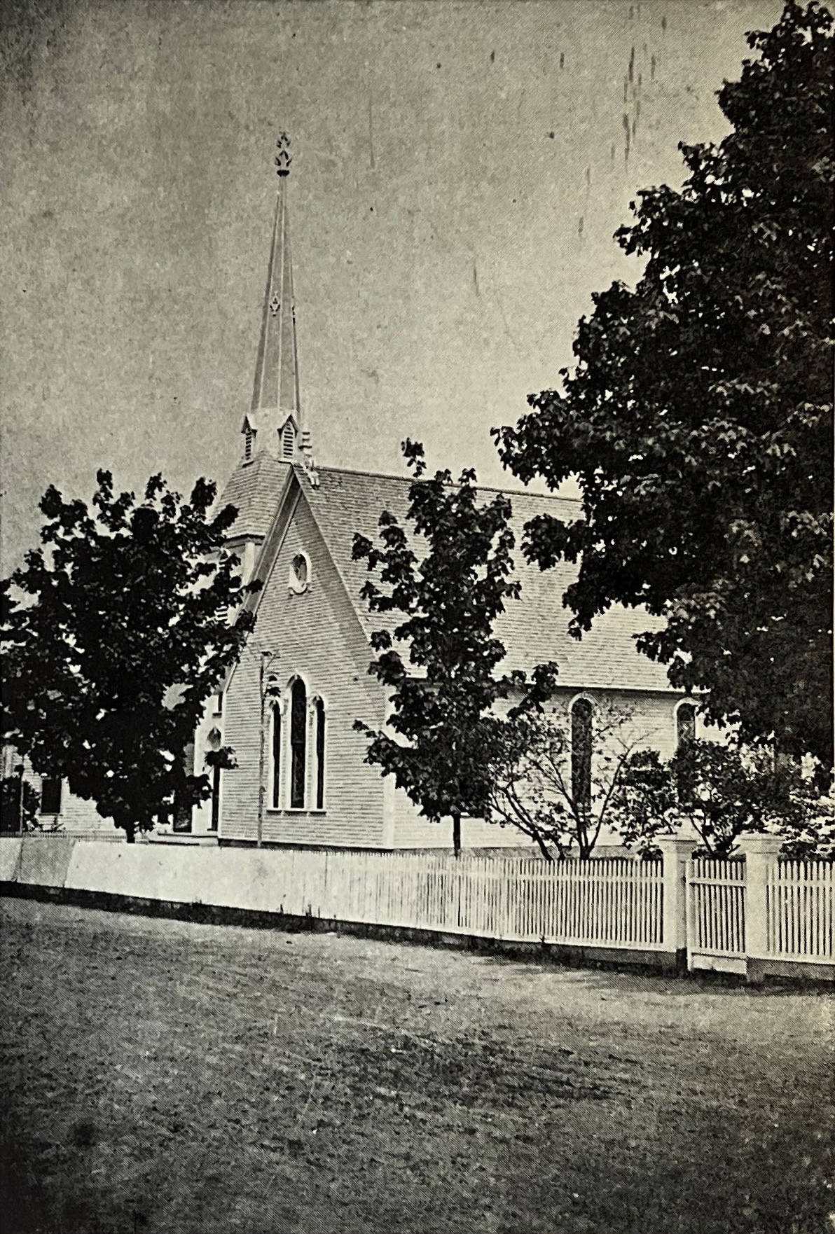 Historic Wevertown Methodist Church building exterior in Adirondack Mountains, founded 1879, beautiful white wooden church with steeple